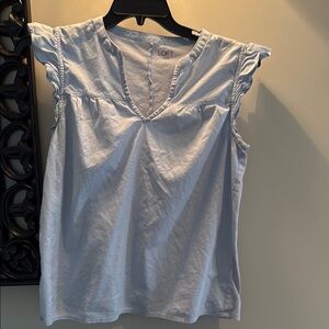 LOFT Blue Ruffled Relaxed Blouse